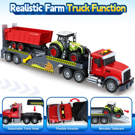 Bstoyder farm truck cab shows moving head and steering for pretend transport.