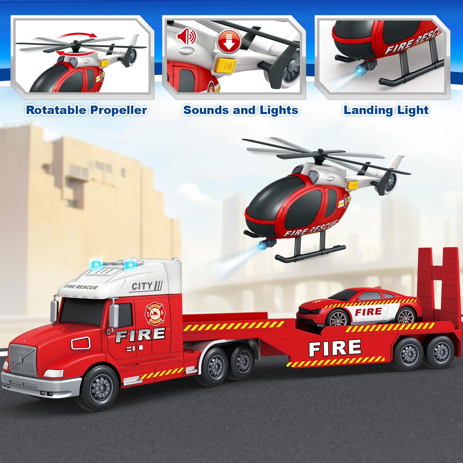 Bstoyder 27-inch truck with rotating helicopter propeller encourages fine motor skills.