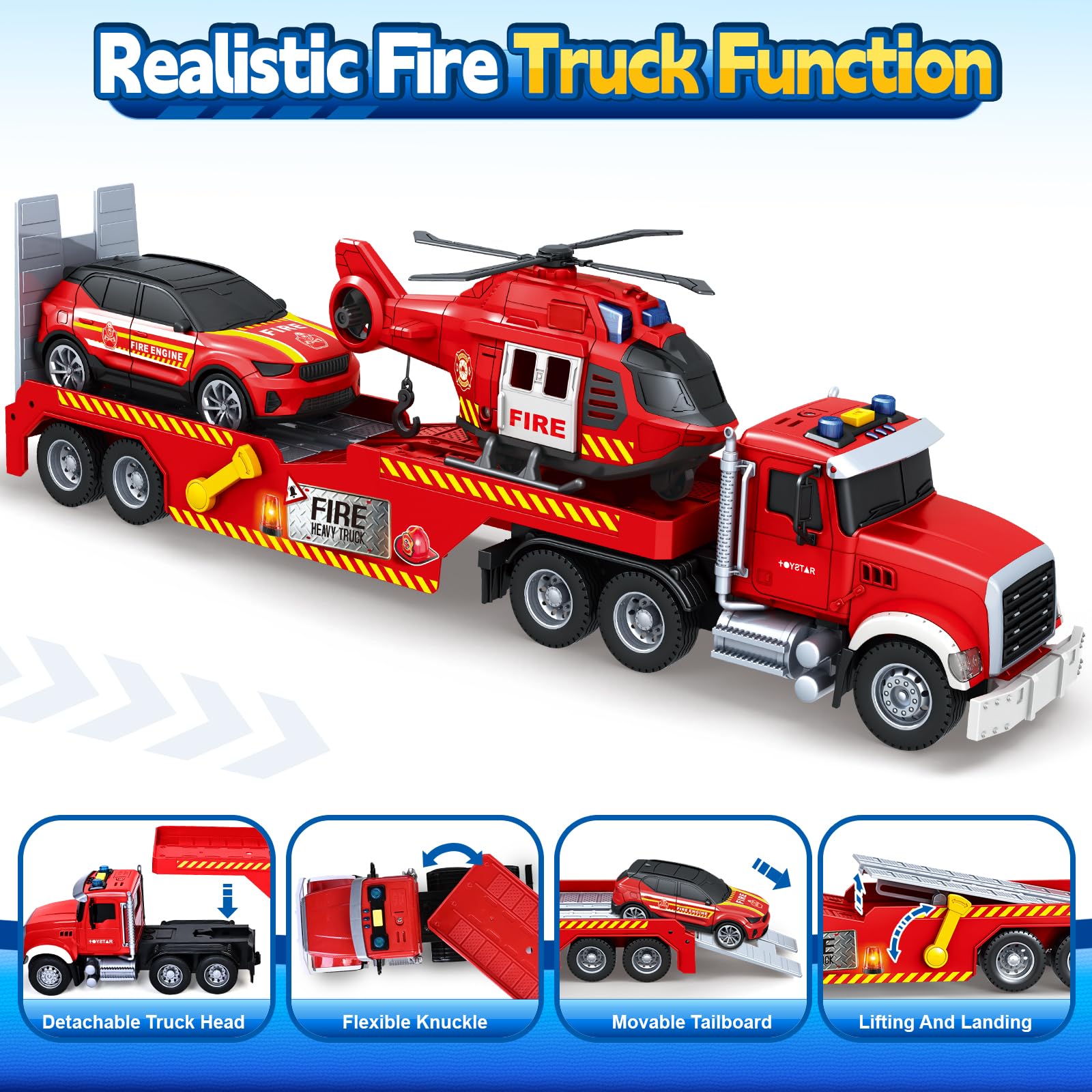 Bstoyder fire truck and helicopter combo sparks rescue play.