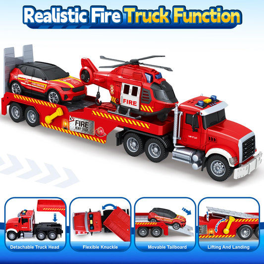 Bstoyder fire truck and helicopter combo sparks rescue play.