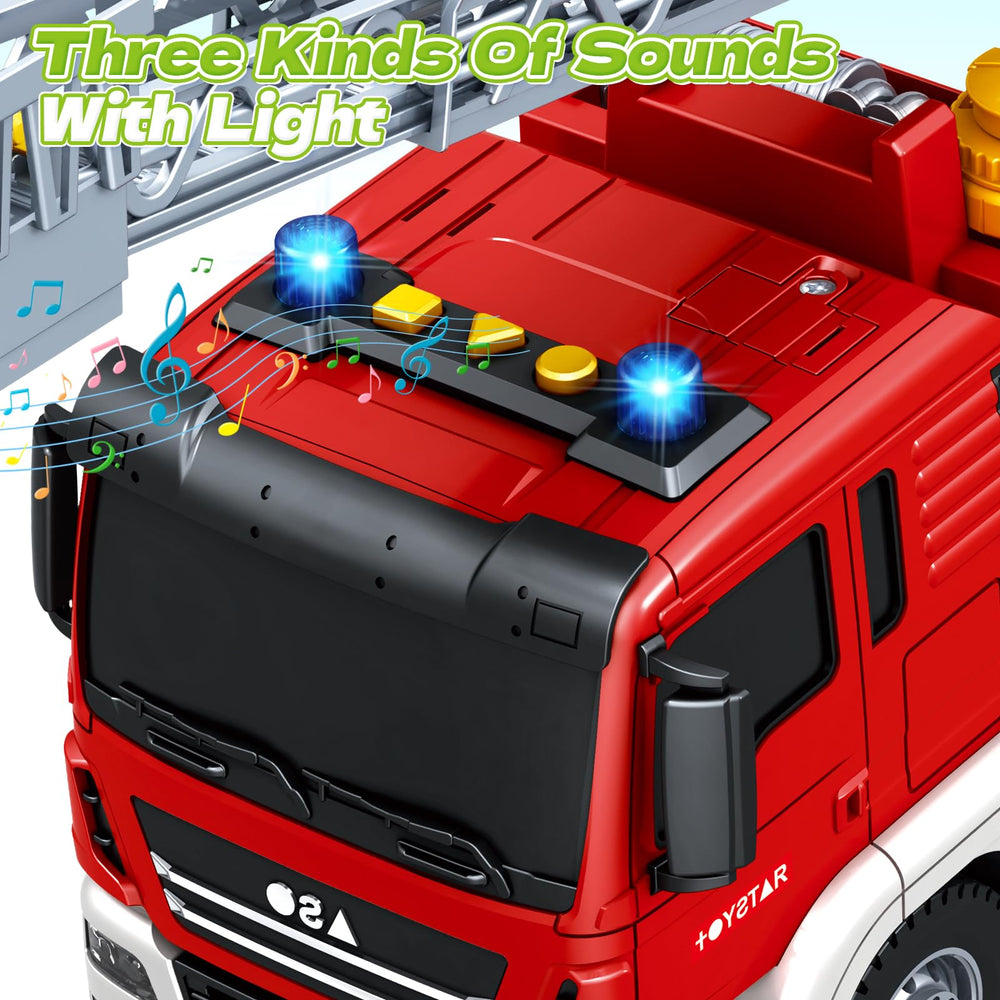 Bstoyder fire truck shows water tank, hose storage, and tidy compartments