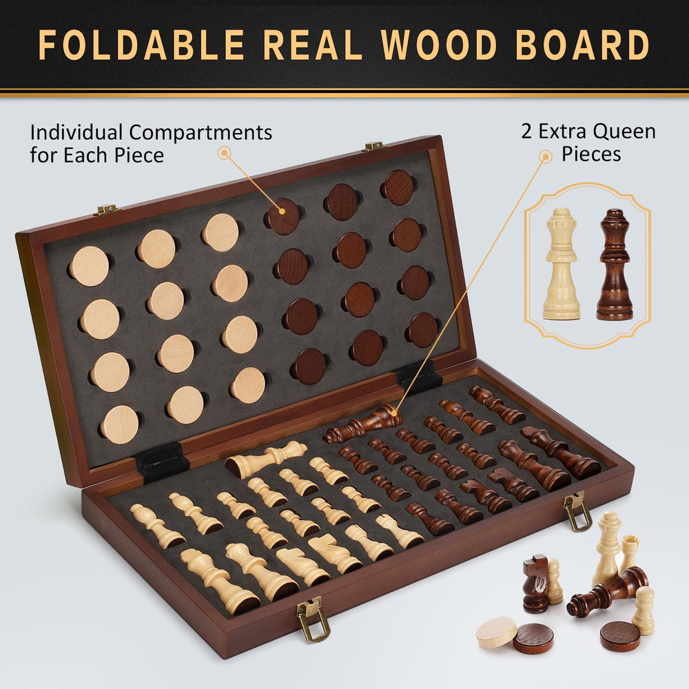BSTOYDER foldable chess board with dedicated piece storage slots