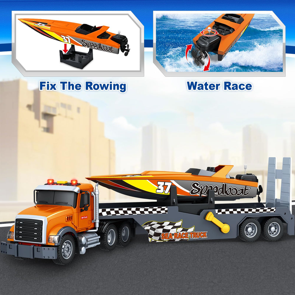 Bstoyder Friction-powered truck with lights and sounds engages kids.
