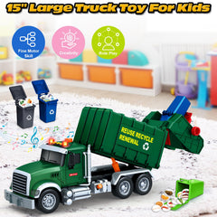 Bstoyder large recycling truck with gift box display.