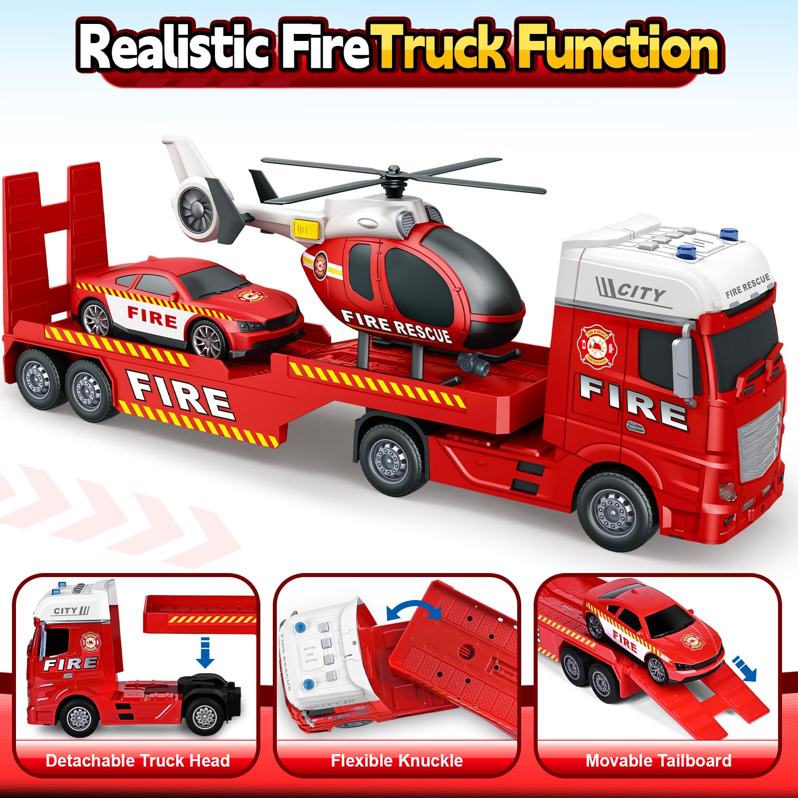 Bstoyder helicopter with rotating propeller and lights for realistic rescue scenes