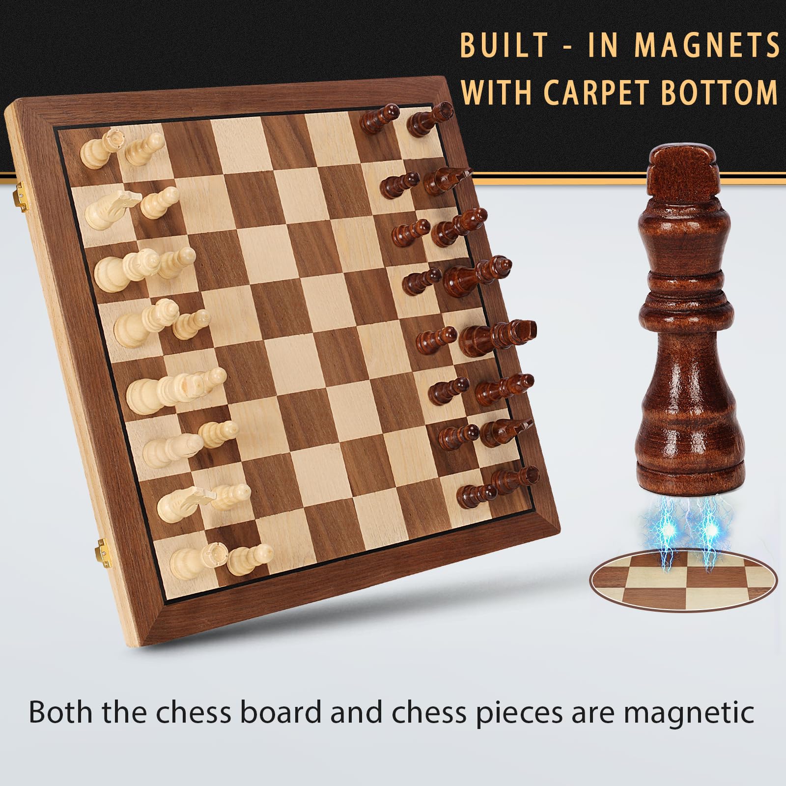 Bstoyder folding chess board compact for travel and storage.