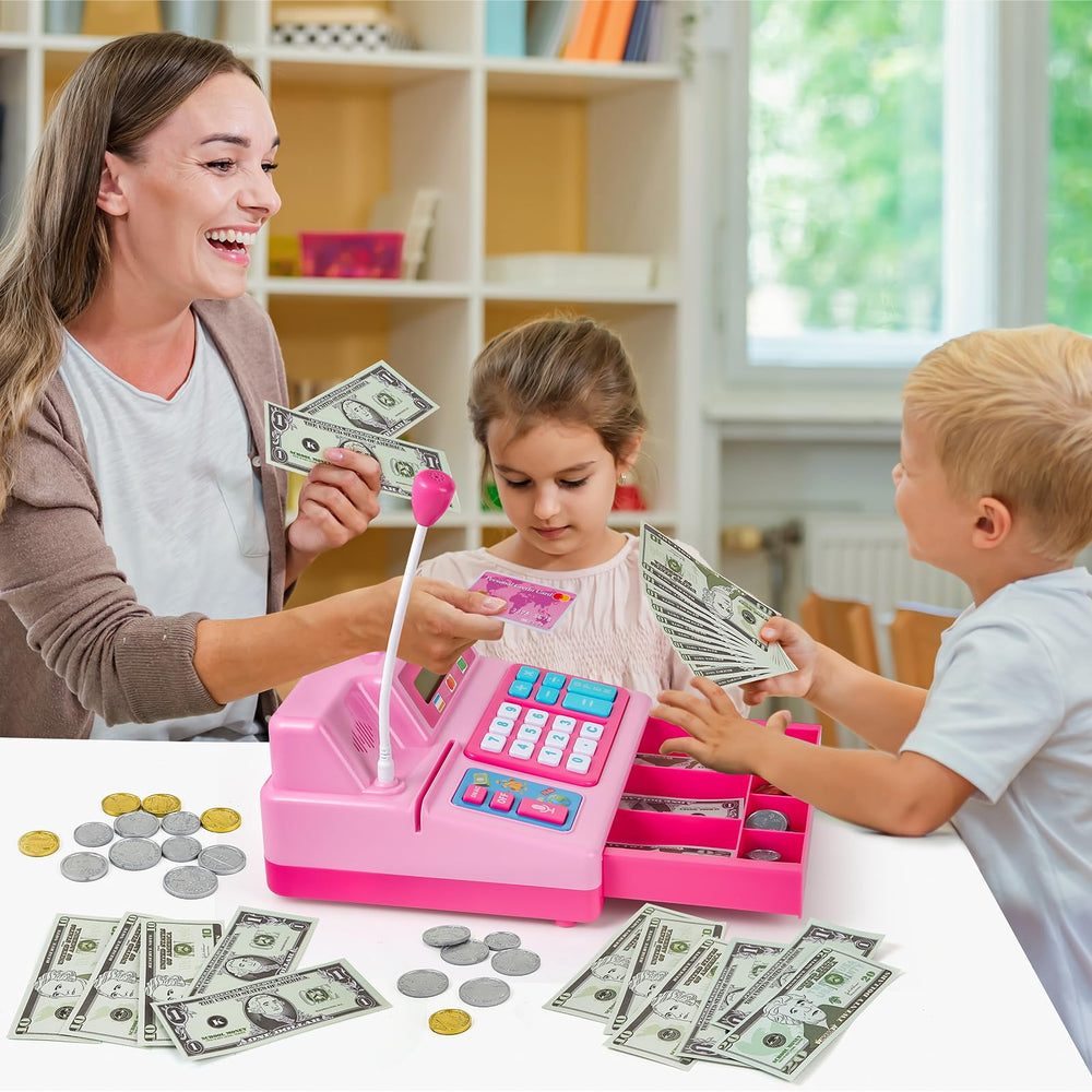 Bstoyder pink cash register toy lights and sounds spark interactive learning
