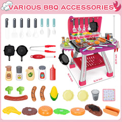Bstoyder pink grill with smoke and light effects for lifelike BBQ atmosphere