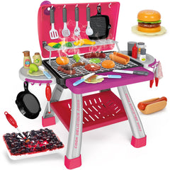 Bstoyder pink grill playset assembly for quick pretend cooking