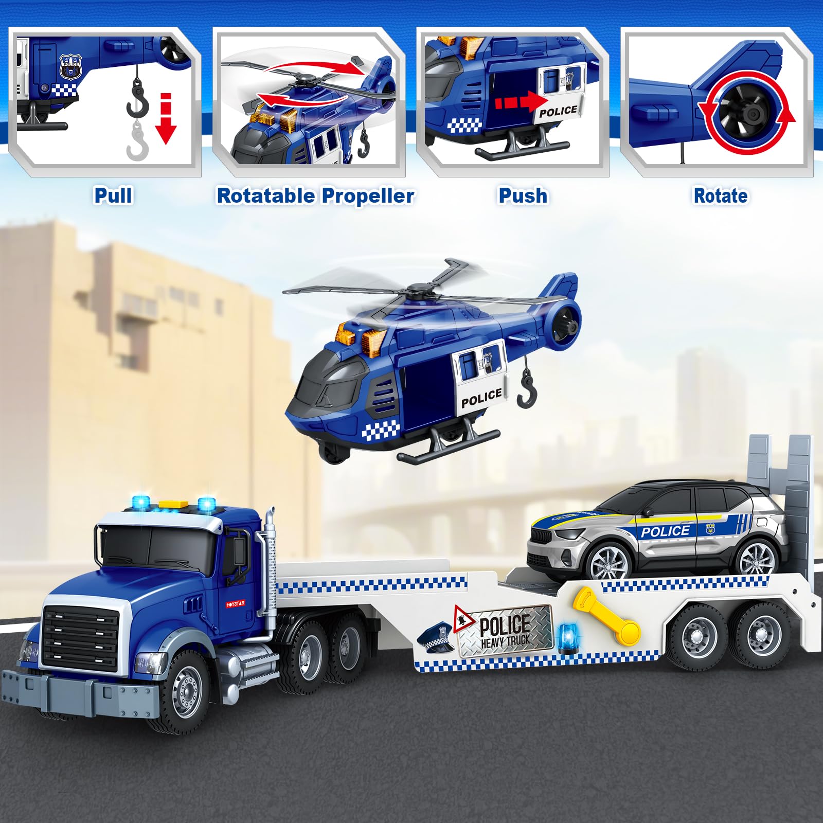 Bstoyder police car ready to race with lights and sounds