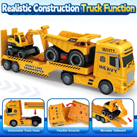 Bstoyder toddler truck excavator side view with movable arm for imaginative construction play.