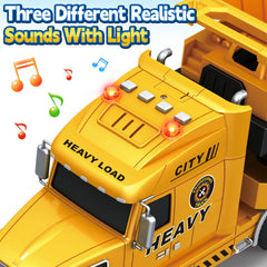 Bstoyder construction toy with movable cab and tailboard for realistic scene building.