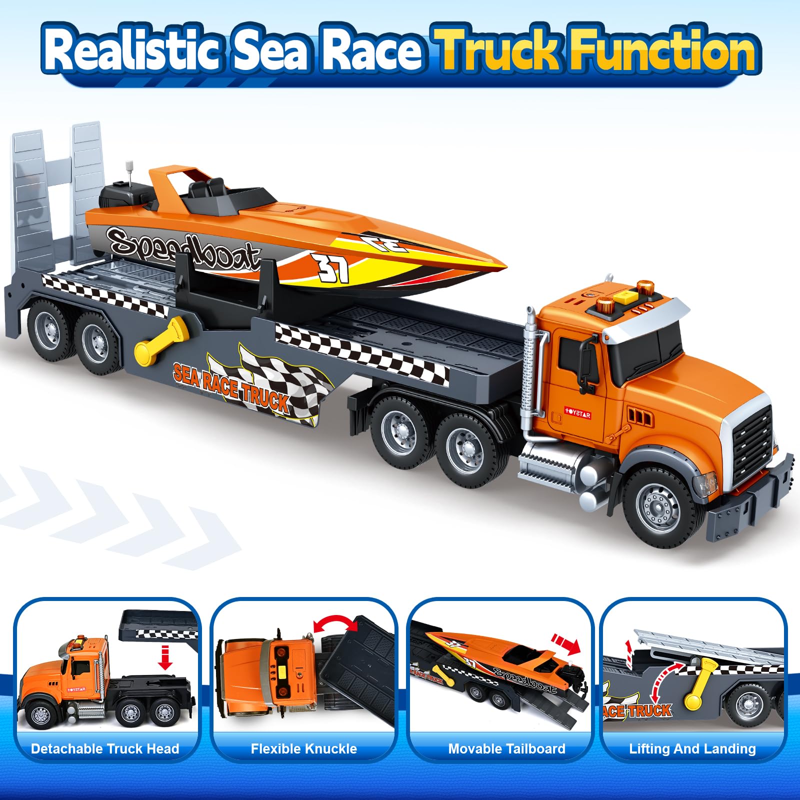 Bstoyder Truck cab separation enables realistic transport role-play.