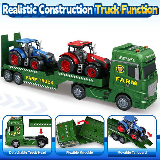 Bstoyder two tractors close-up shows lights and sounds for engaging pretend play.