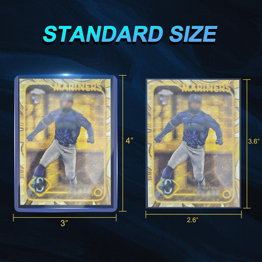 Hard outer sleeves hold standard cards securely during handling and transport.