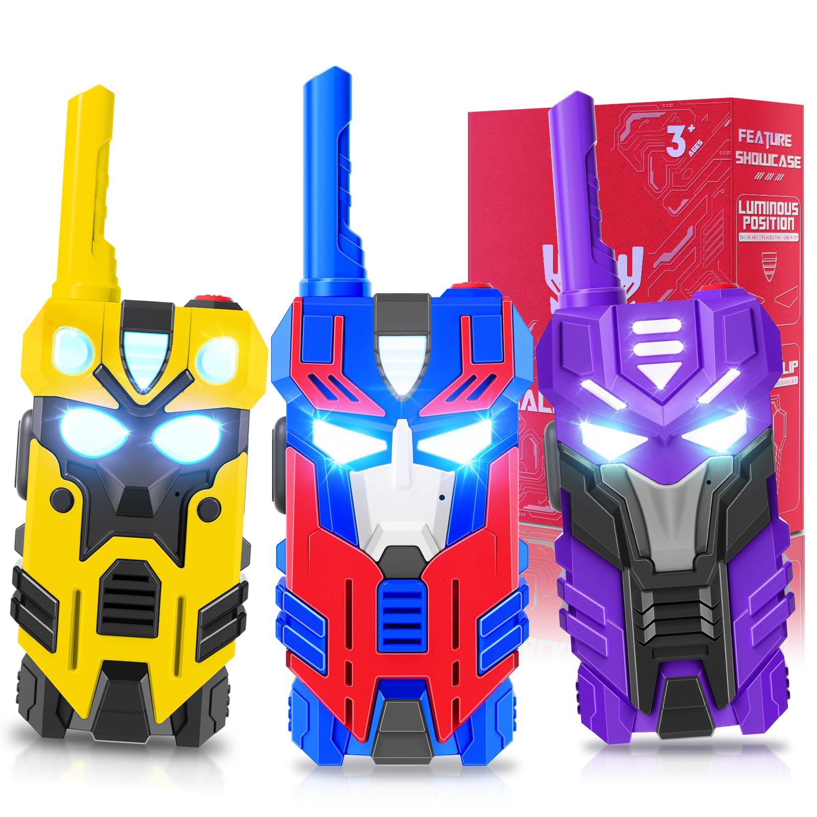 BTMBORY Transform Walkie Talkies 3-pack front view for outdoor play and easy messaging