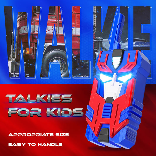 BTMBORY Transform Walkie Talkies Blue Leader Robot with eye lights during play.
