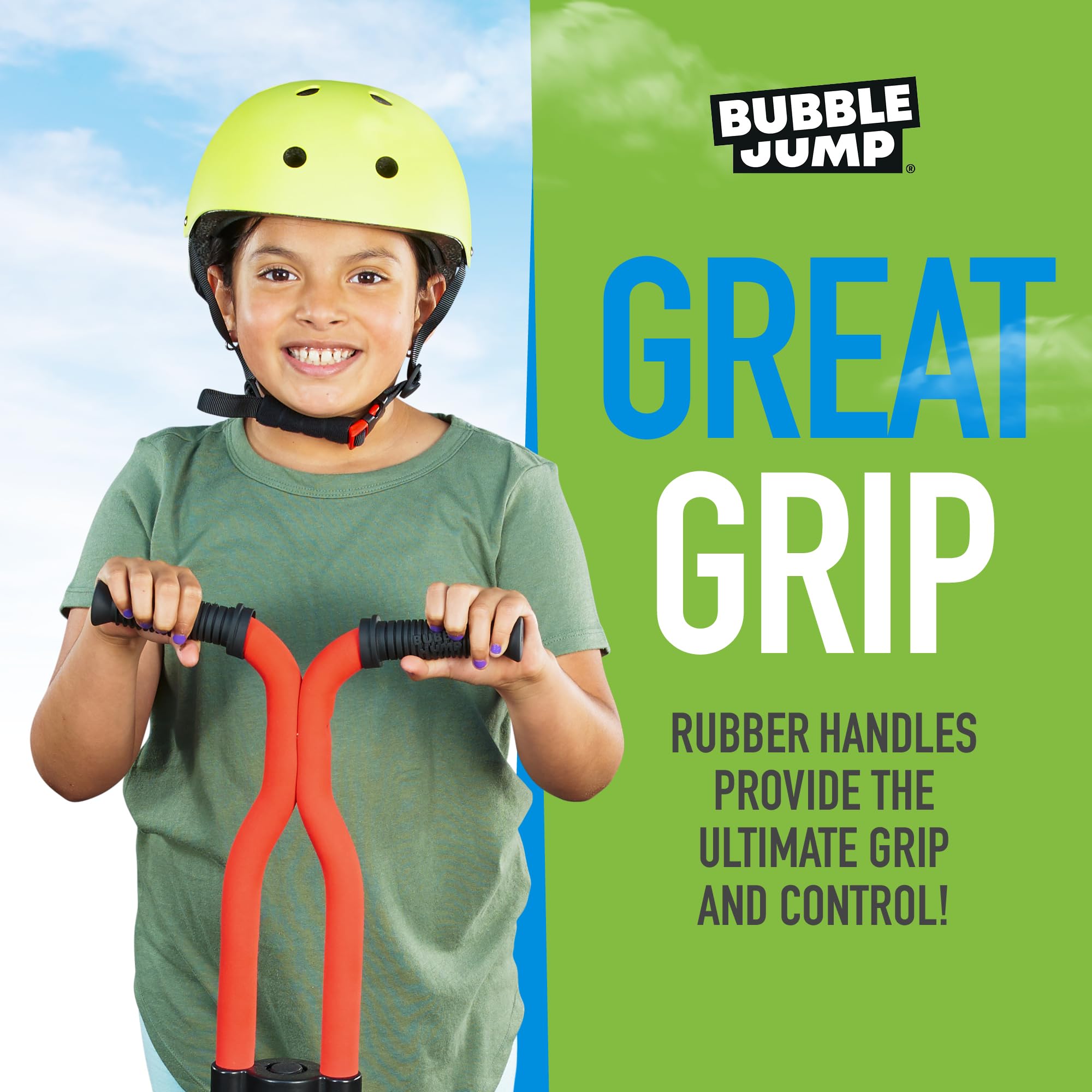 Bubble Jump foam grip handle highlights comfortable hold during long sessions.