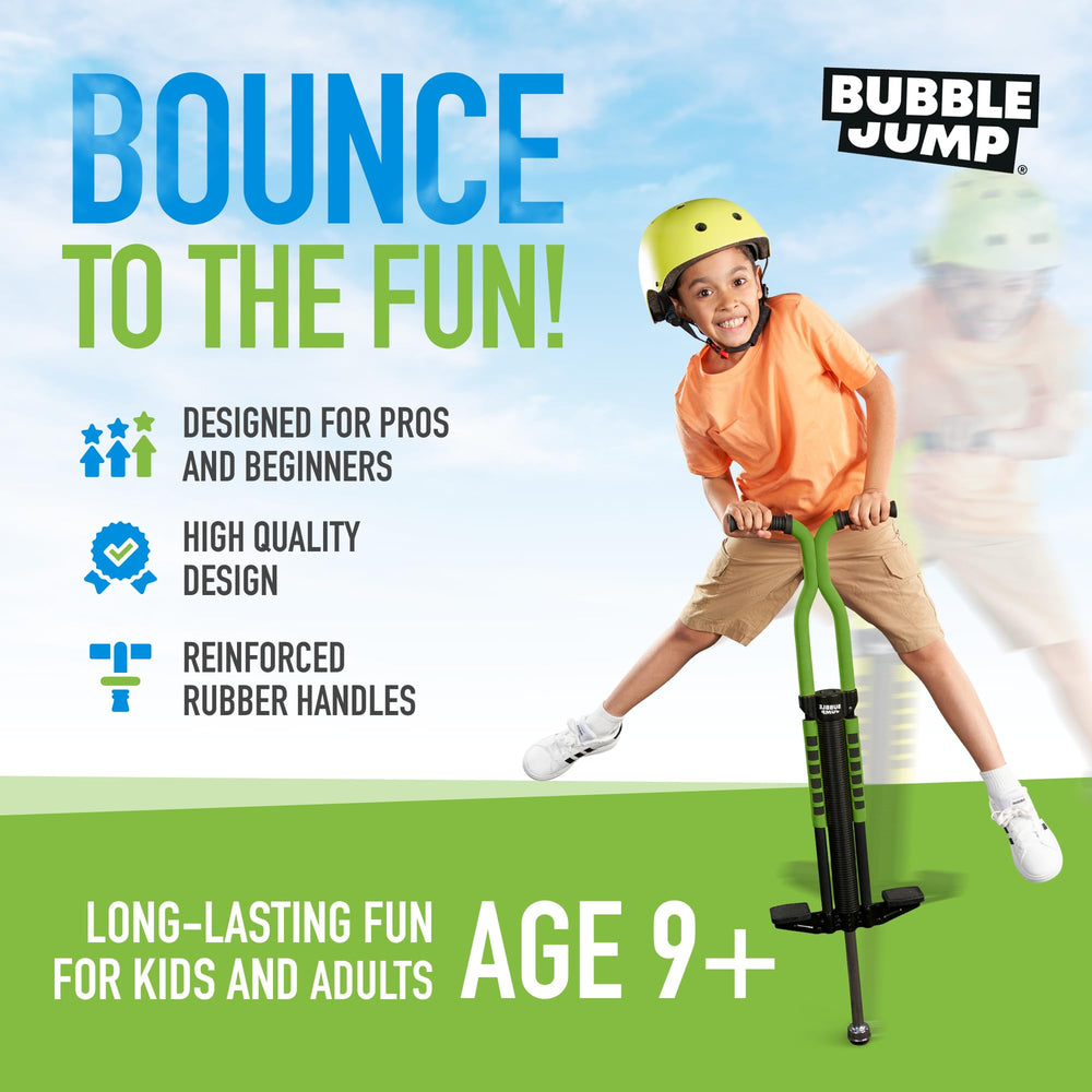 Bubble Jump Pogo Stick foam grip handles for secure, comfortable jumping sessions.