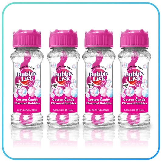 Bubble Lick cotton candy bubbles close-up bottle showing vibrant colors