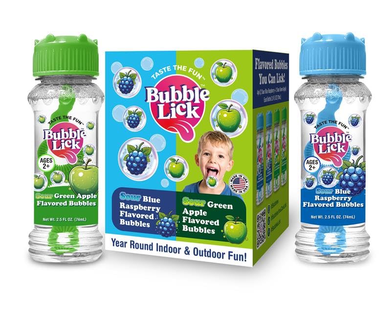 BubbleLick Sour Blue Raspberry bubbles pack for family outdoor fun