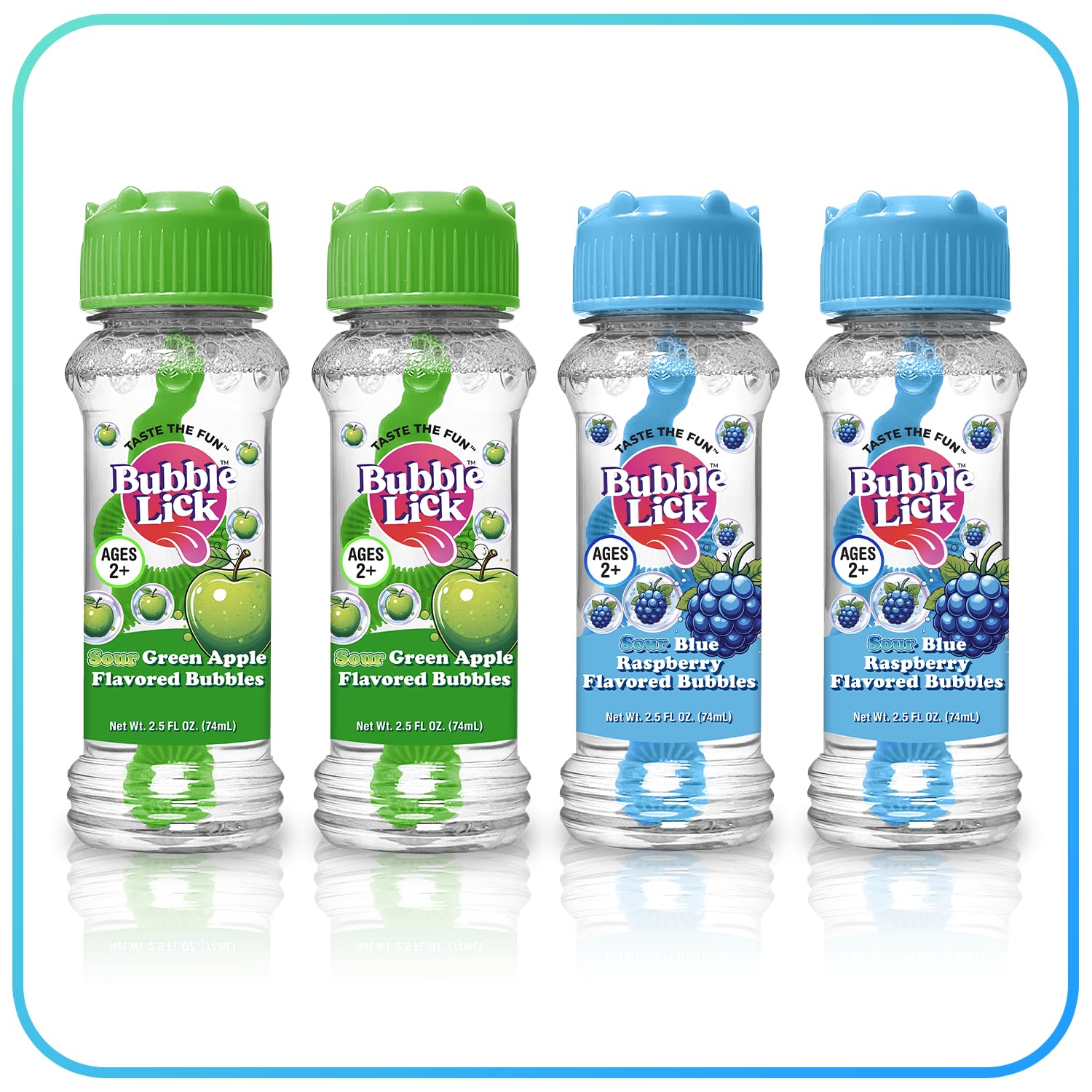 BubbleLick Sour Green Apple bubbles pack encourages shared play and exploration