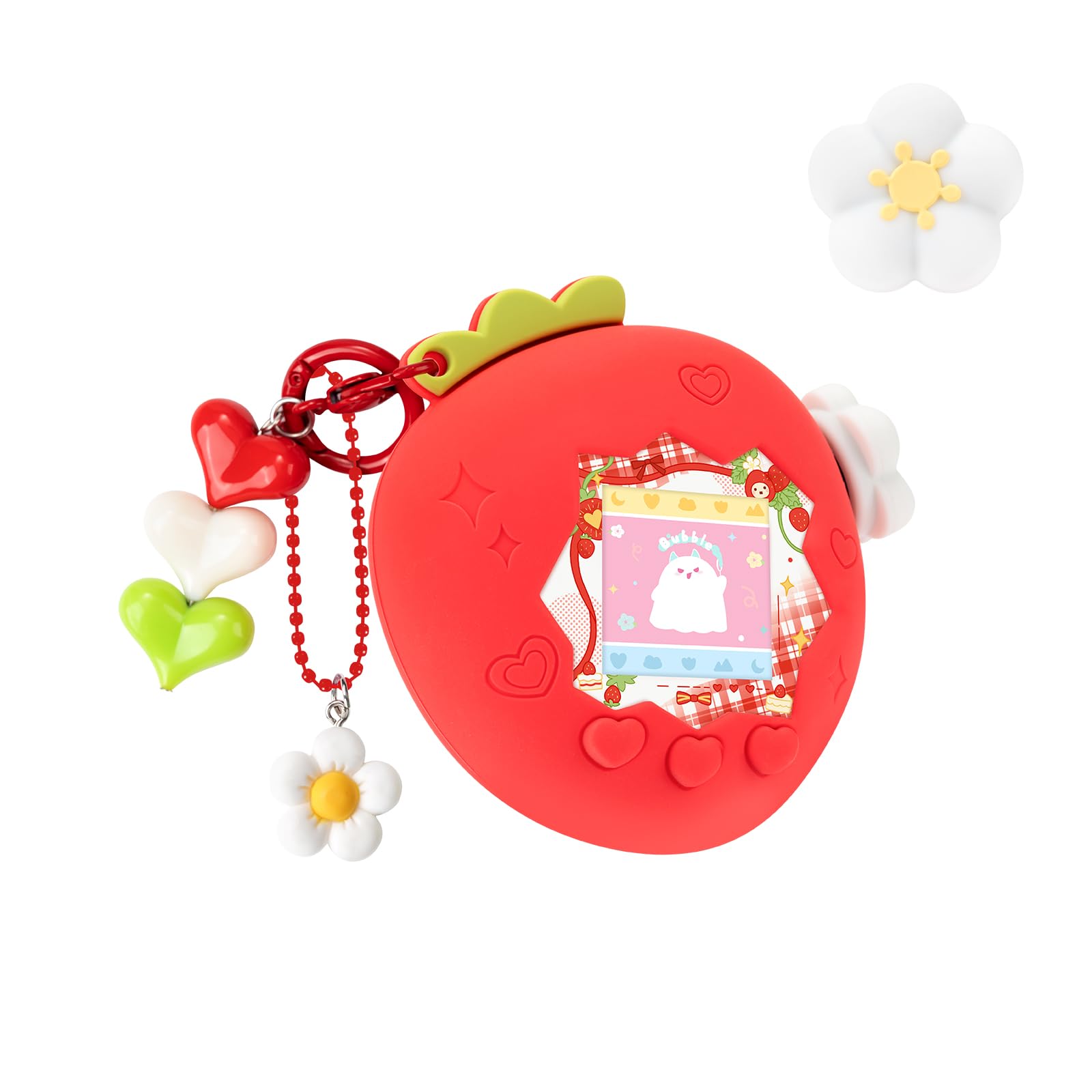 Bubblelogus Strawberry Paradise Case front view protects Tamagotchi Paradise.