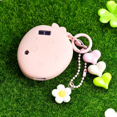 Bubblelogus Strawberry Uni case on Tamagotchi Uni demonstrates pink kawaii design and playful protection.