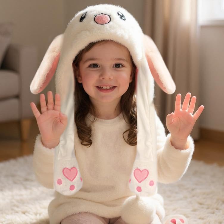 Bubblepompom bunny hat soft plush material that feels cozy on skin
