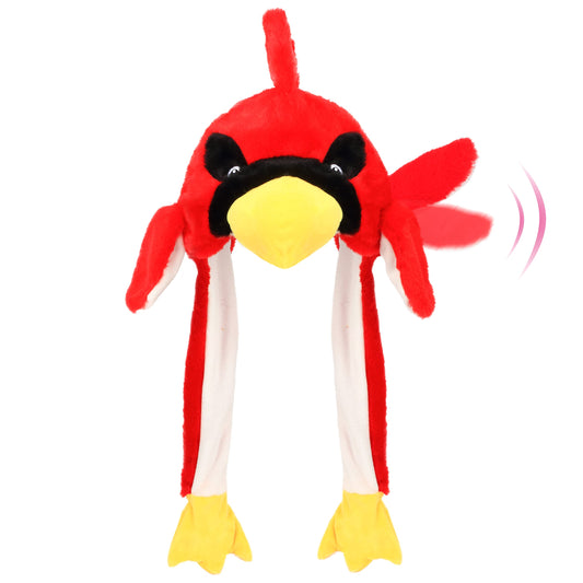 Bubblepompom cardinal hat with moving ears for playful photos and fun costume moments.