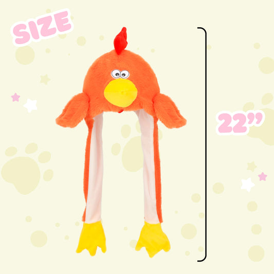 Bubblepompom moving-ears chicken hat, ears flap to entertain kids at parties