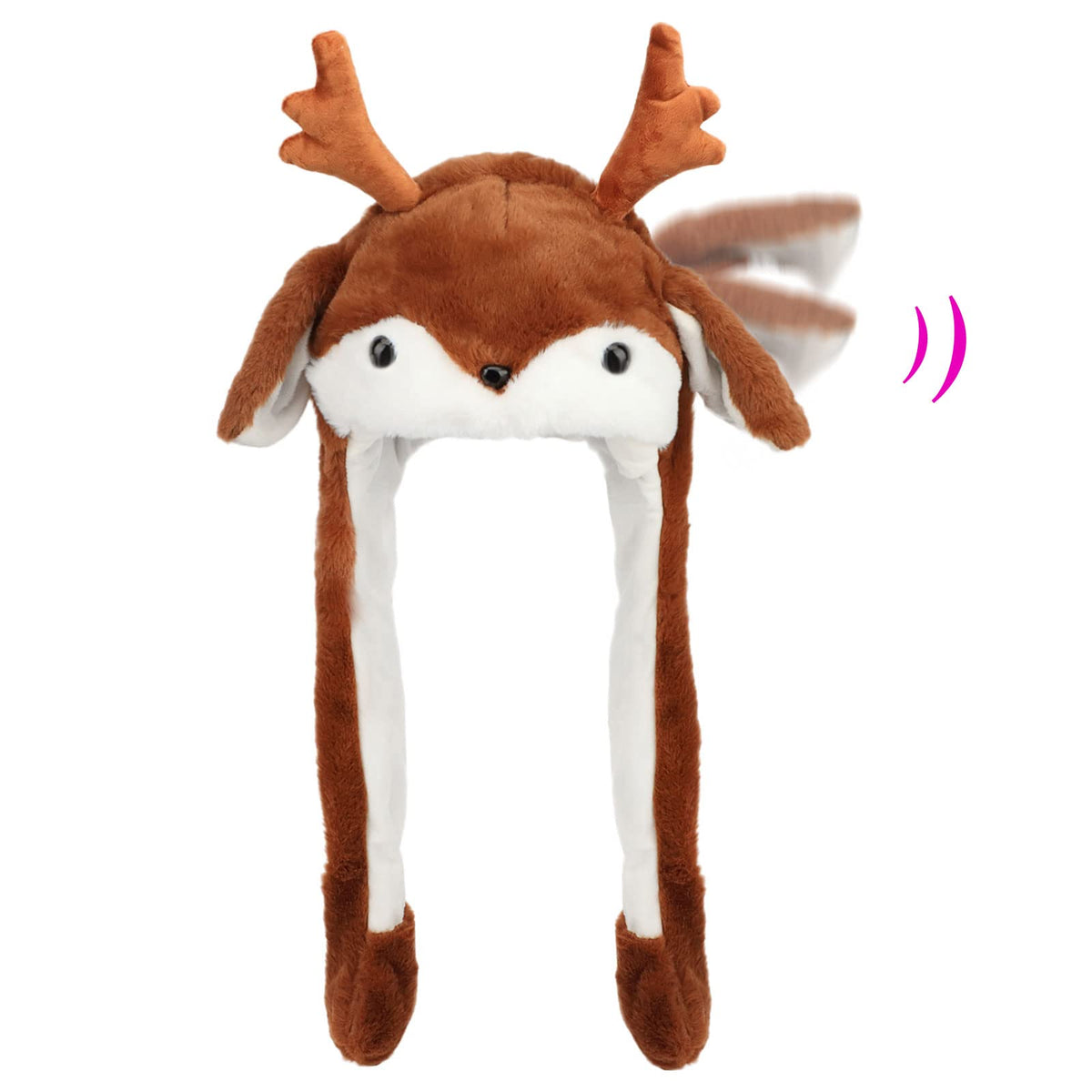 Bubblepompom Christmas Elk Hat with movable ears for playful photos.
