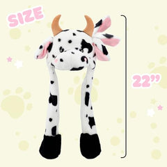 Bubblepompom cow hat ears movement detail showing fun feature.