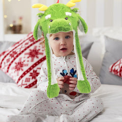 Bubblepompom soft plush dragon hat ideal for autumn and winter wear.