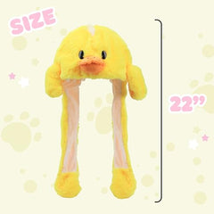 Bubblepompom duck hat paws press action showing ears moving up and down.