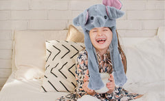 Bubblepompom elephant hat features soft plush material for comfort.