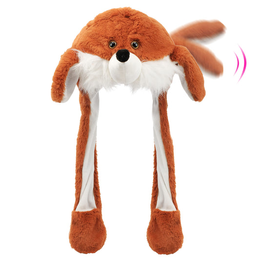 Bubblepompom fox hat with movable ears, front view for cute photos and cosplay