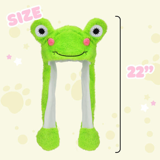 Bubblepompom frog hat paws move to entertain kids during dress-up