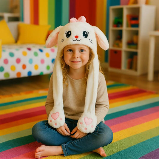Bubblepompom kitty hat front view showcases adorable plush design.
