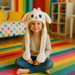 Bubblepompom kitty hat front view showcases adorable plush design.