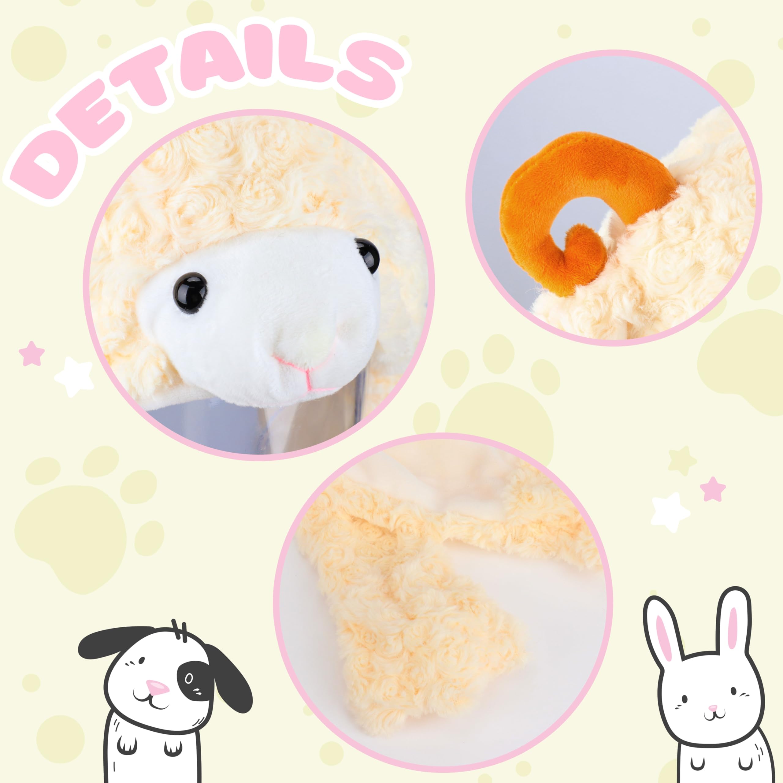 Bubblepompom lamb hat shows paws triggering ear movement for fun.