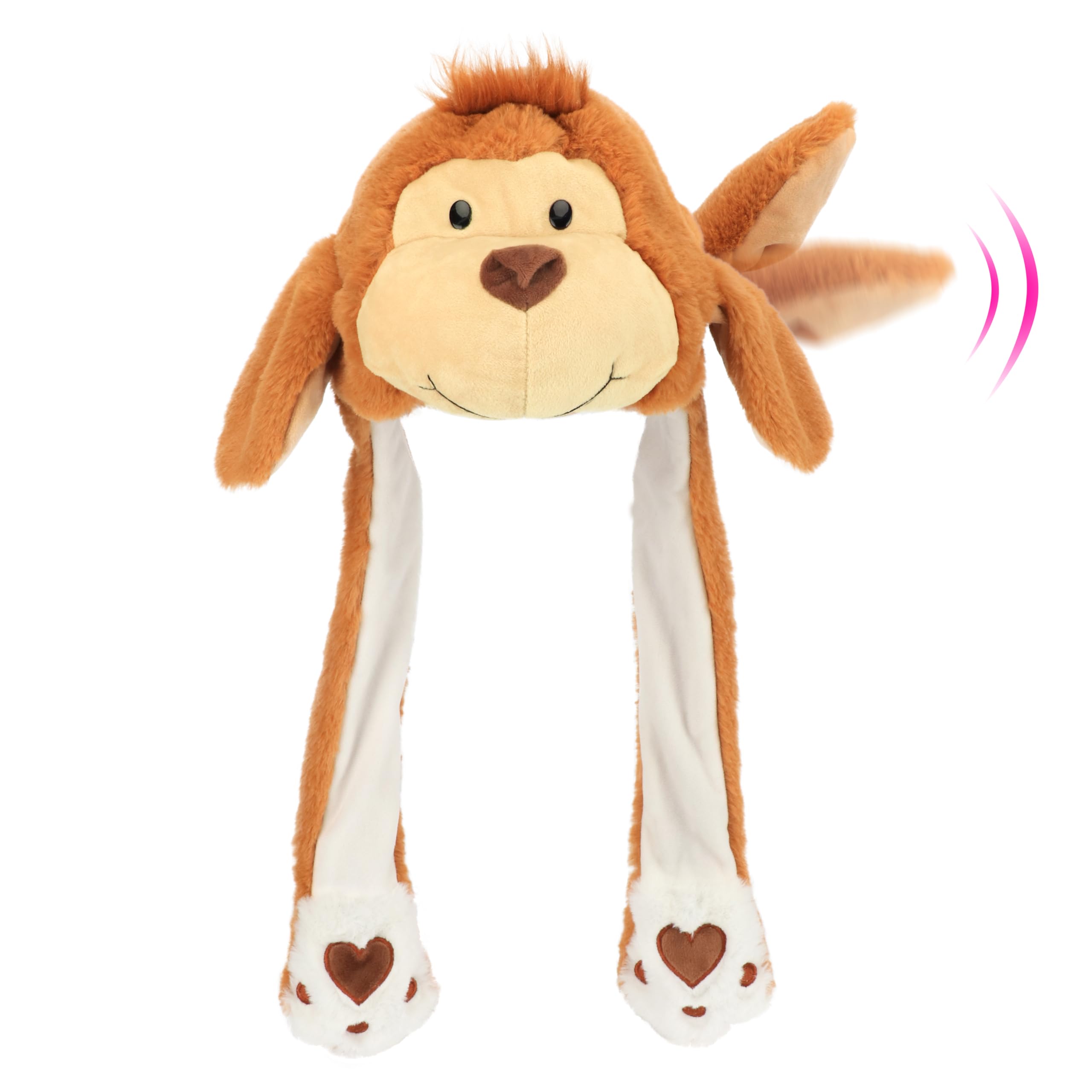 Bubblepompom Monkey Hat with movable ears for playful photos and cosplay