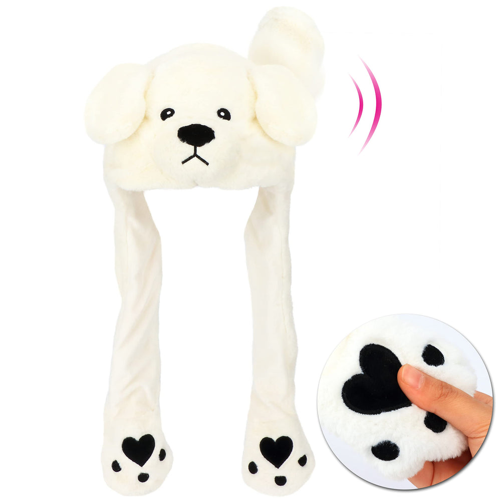 Bubblepompom Polar Bear Hat with moving ears, a playful photo prop for kids.