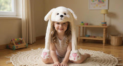 Bubblepompom Puppy Hat material close-up shows plush cotton blend