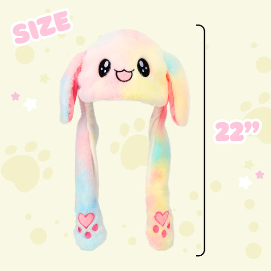 Bubblepompom Rainbow Bunny Hat with flapping ears adds charm to outfits.
