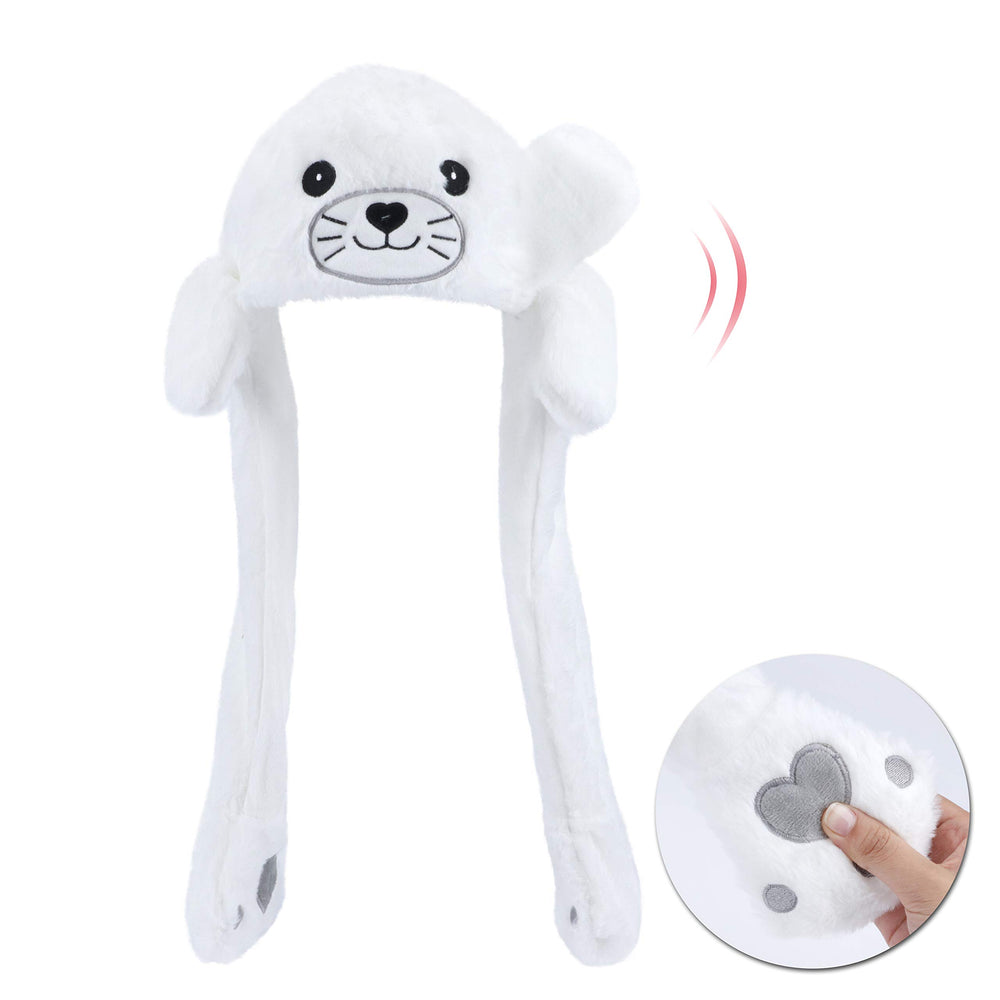 Bubblepompom Seal Hat with ears—soft plush design for cozy everyday wear