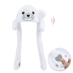 Bubblepompom Seal Hat with ears—soft plush design for cozy everyday wear