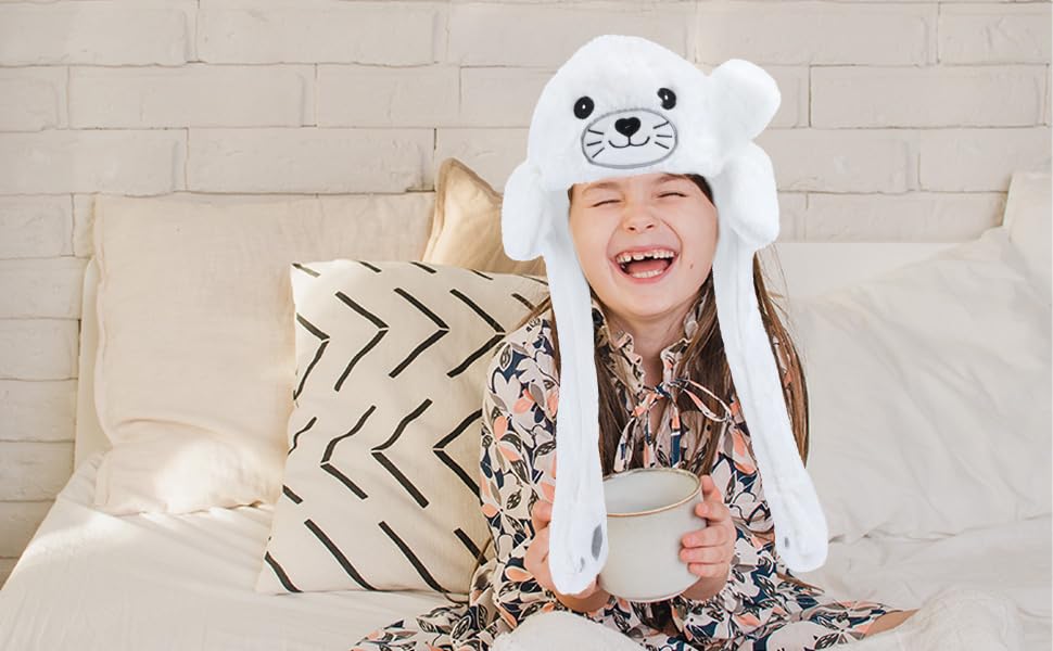 Bubblepompom Seal Hat is ideal for festive costumes like Christmas or Halloween