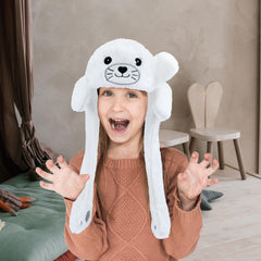 Bubblepompom Seal Hat worn by kids boosts party and cosplay charm