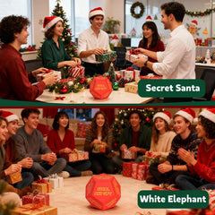 BUBERO Santa Swap Dice office party setup inspires festive gifting.